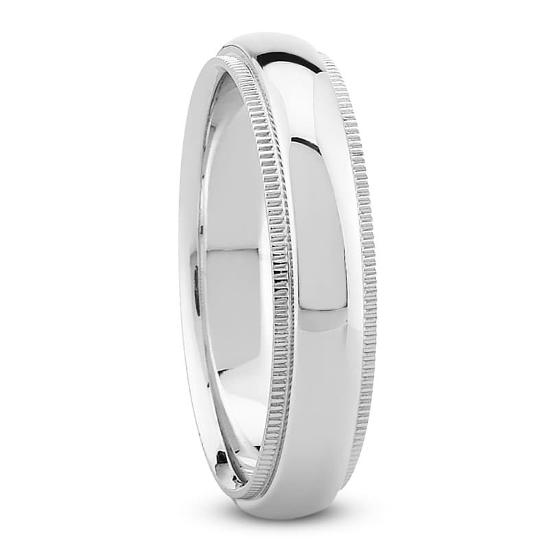 Mens 14KT White Gold Platinum Traditional Wedding Band M169