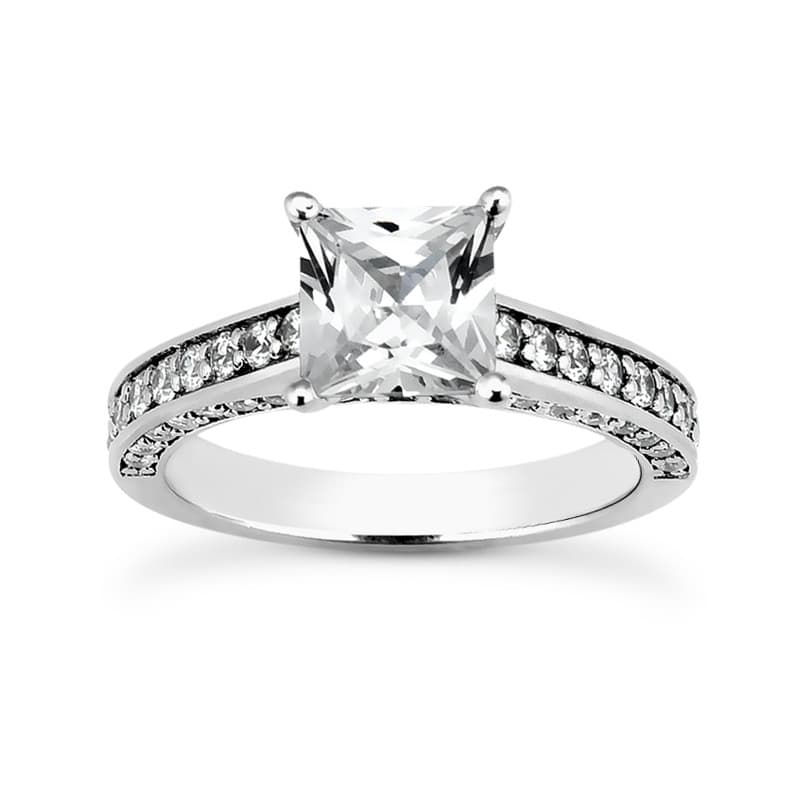 Ladies 14KT White Gold Platinum Fancy Engagement Ring ENR7161
