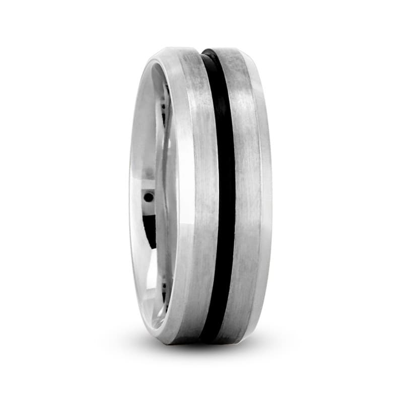 Mens 14KT White Gold Platinum Traditional Wedding Band M8010