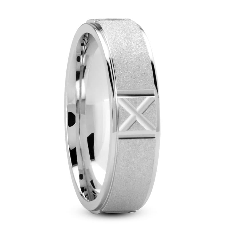 Mens 14KT White Gold Platinum Traditional Wedding Band M592