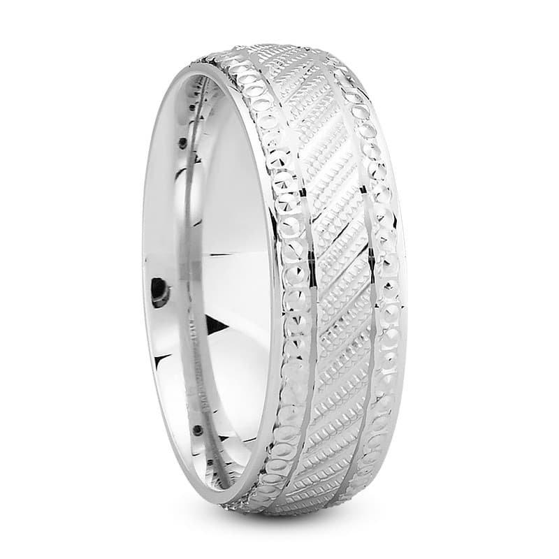 Mens 14KT White Gold Platinum Traditional Wedding Band M1093