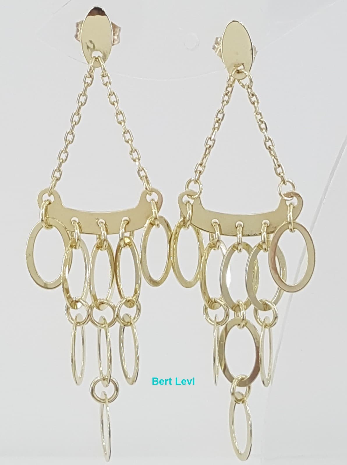 Yellow Gold Chandelier Drop Dangle Earrings 14K 3.8 Grams 2.3"