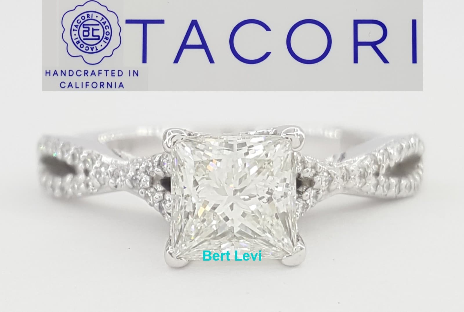 Tacori Princess Cut Diamond Engagement Ring 1.26 ct 18K White Gold Rtl $9,950