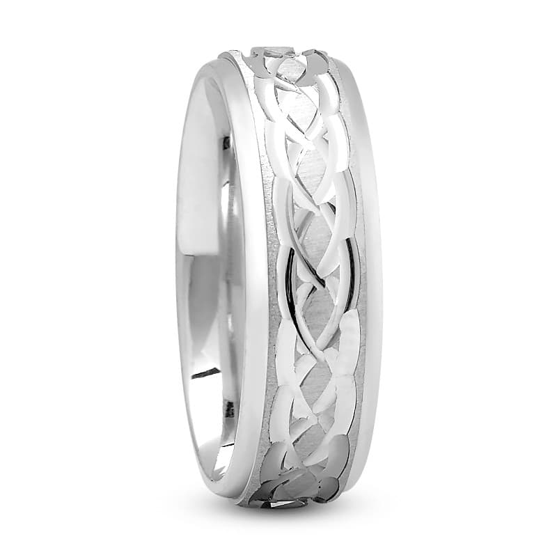 Mens 14KT White Gold Platinum Traditional Wedding Band M511