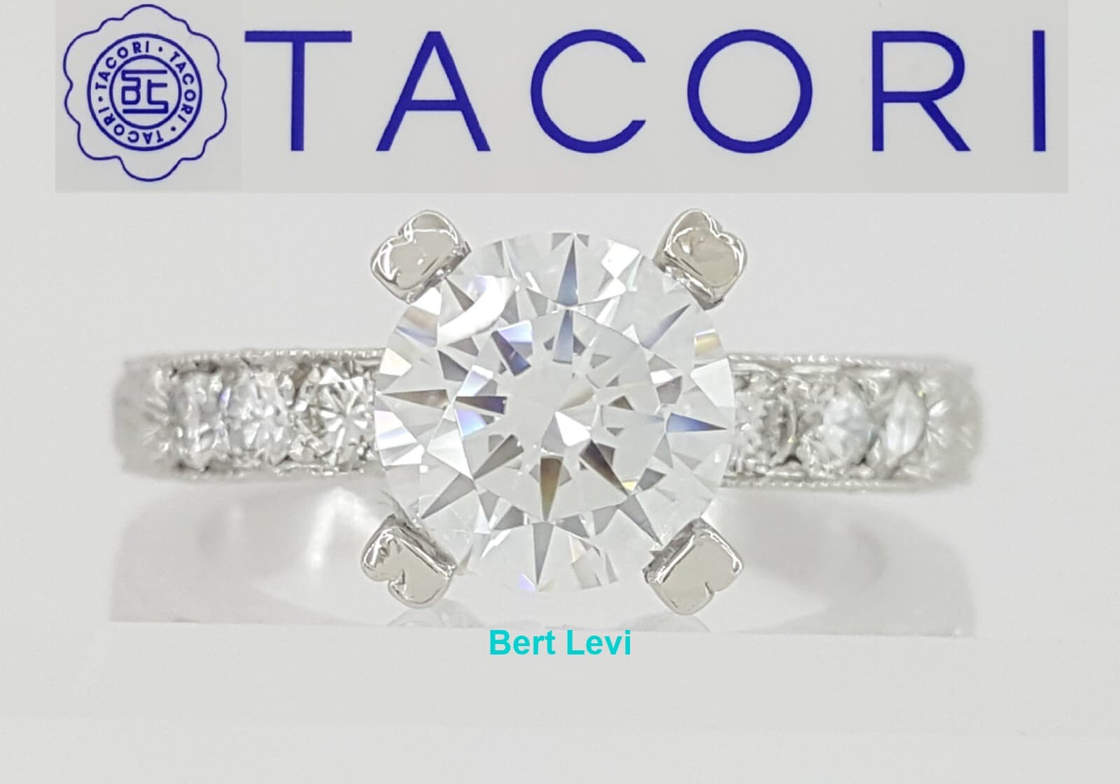 TACORI Platinum Semi-Mount Diamond Engraved Engagement Ring 0.3 ct Retail $5,140