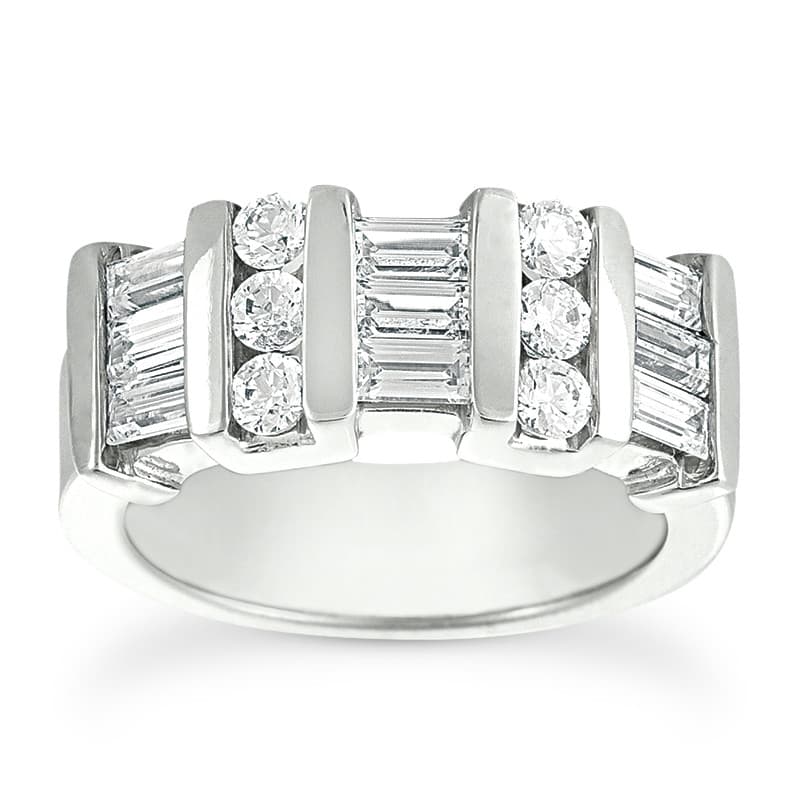 Ladies 14KT White Gold Platinum Diamond Wedding Band WB1027