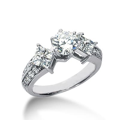 Ladies 14KT White Gold Platinum Fancy Engagement Ring ENR6122
