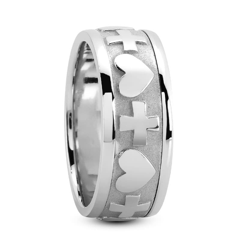 Ladies 14KT White Gold Platinum Traditional Wedding Band HM258