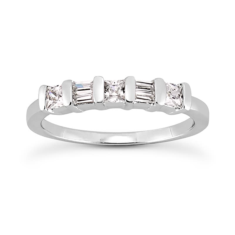 Ladies 14KT White Gold Platinum Diamond Wedding Band WB1817