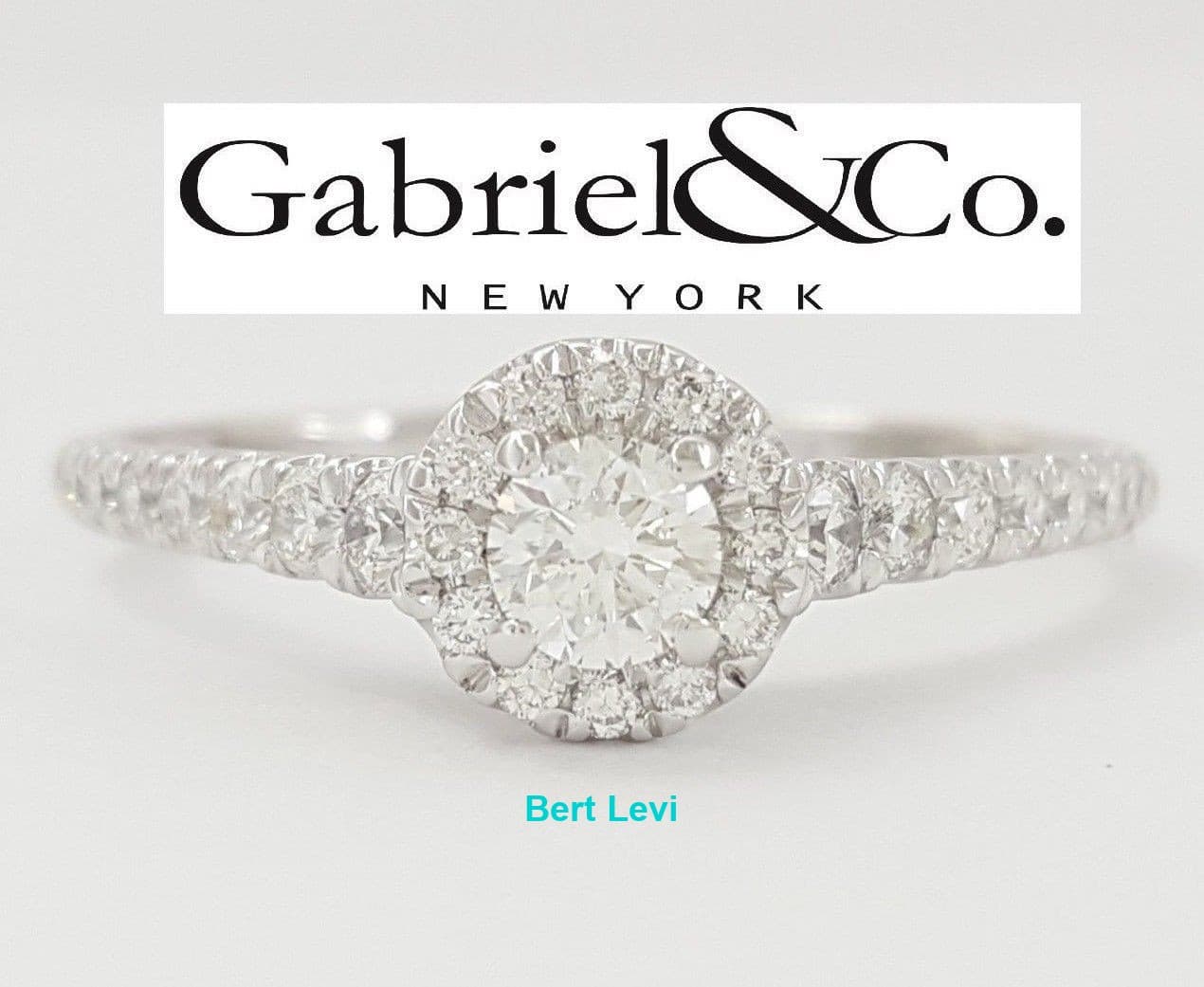 Gabriel & Co 0.66 ct 14K White Gold Round Cut Diamond Halo Engagement Ring