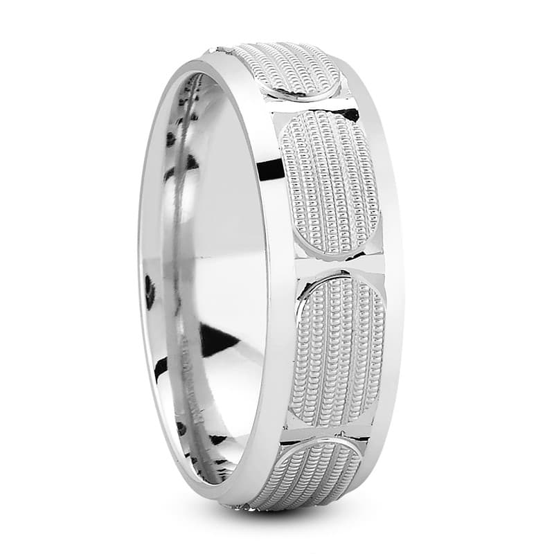 Mens 14KT White Gold Platinum Traditional Wedding Band M1203