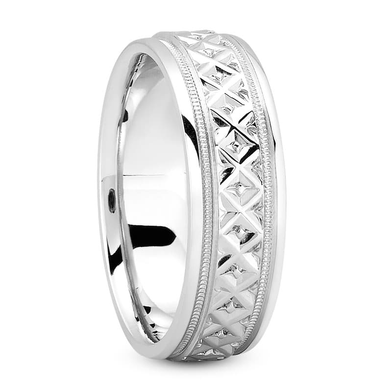 Mens 14KT White Gold Platinum Traditional Wedding Band M1073