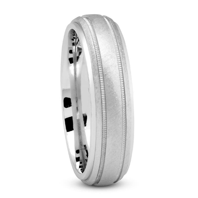 Mens 14KT White Gold Platinum Traditional Wedding Band M562
