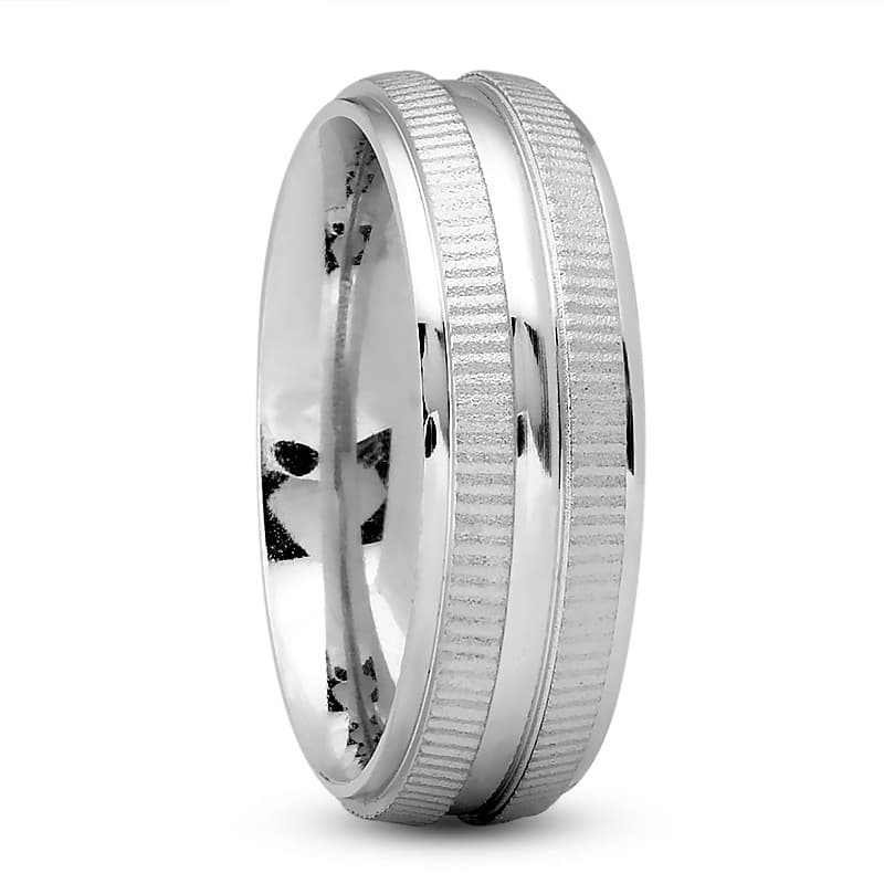 Mens 14KT White Gold Platinum Traditional Wedding Band M778