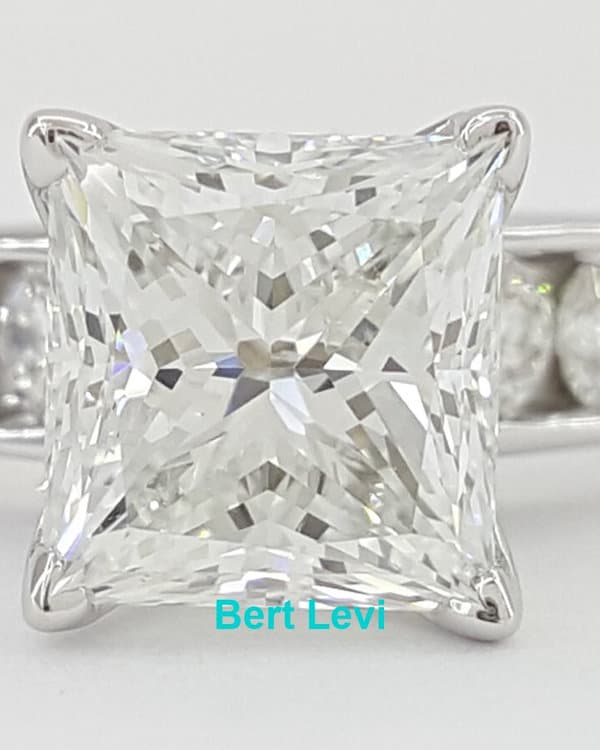Princess Ideal Cut Diamond Engagement Ring 1.86 ct 14K W Gold Retail $12,500