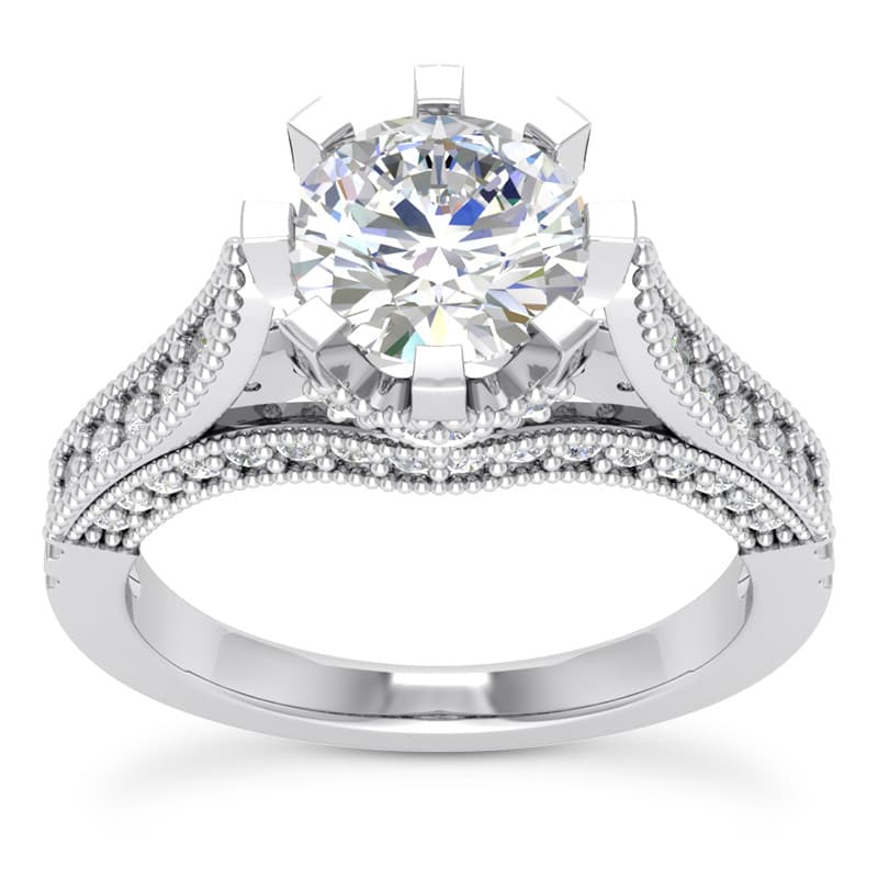 Ladies 14KT White Gold Platinum Fancy Engagement Ring ENR8668