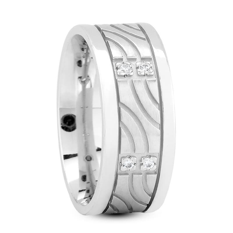 Ladies 14KT White Gold Platinum Traditional Wedding Band DB1283