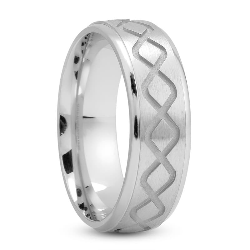 Mens 14KT White Gold Platinum Traditional Wedding Band M152
