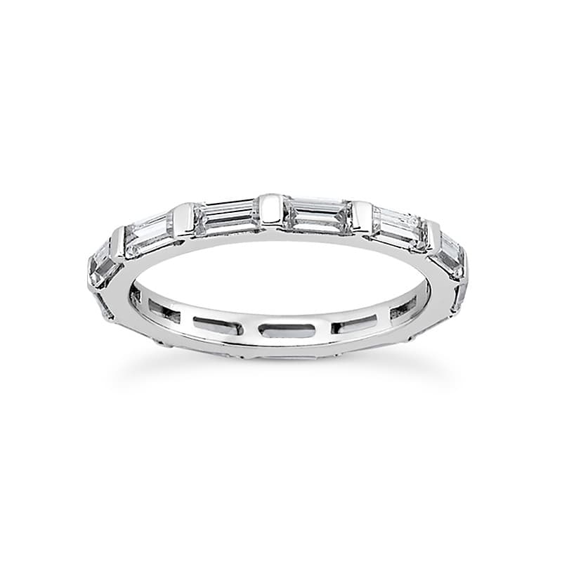 Ladies 14KT White Gold Platinum Eternity Wedding Band EWB484-3x2-4