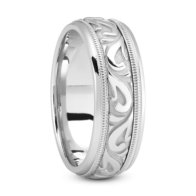 Ladies 14KT White Gold Platinum Traditional Wedding Band HM229