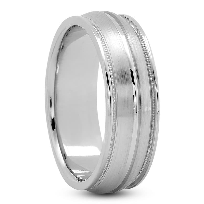 Mens 14KT White Gold Platinum Traditional Wedding Band M123