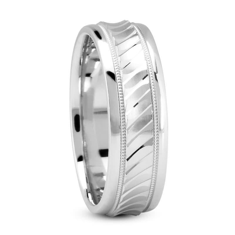 Mens 14KT White Gold Platinum Traditional Wedding Band M1043