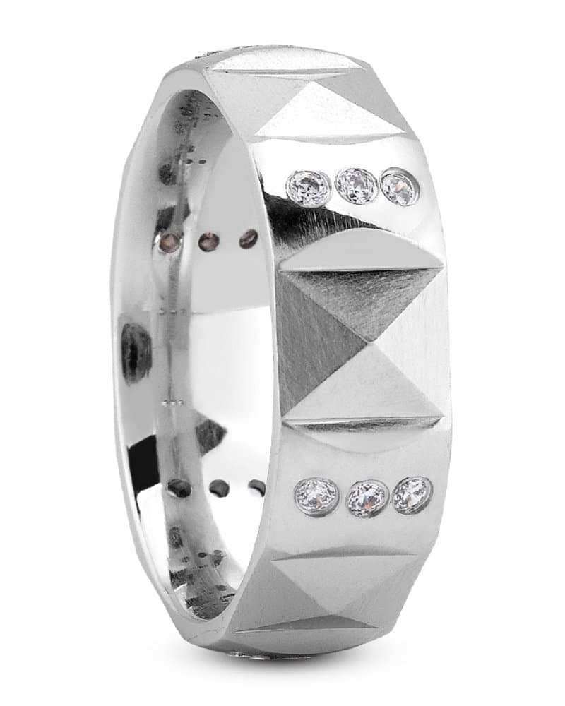 Ladies 14KT White Gold Platinum Traditional Wedding Band DB1023-7-RD