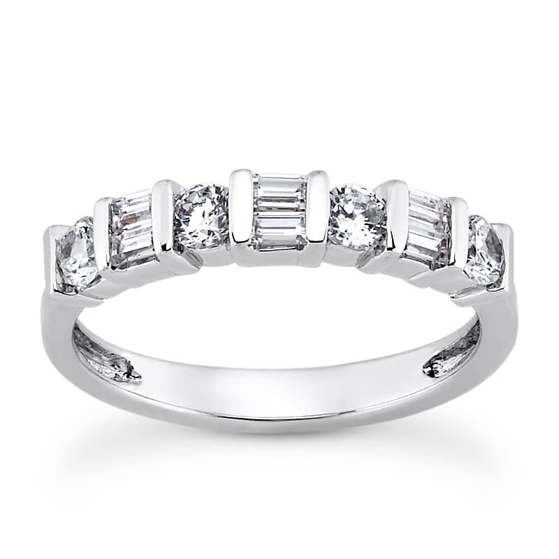 Ladies 14KT White Gold Platinum Diamond Wedding Band WB1415