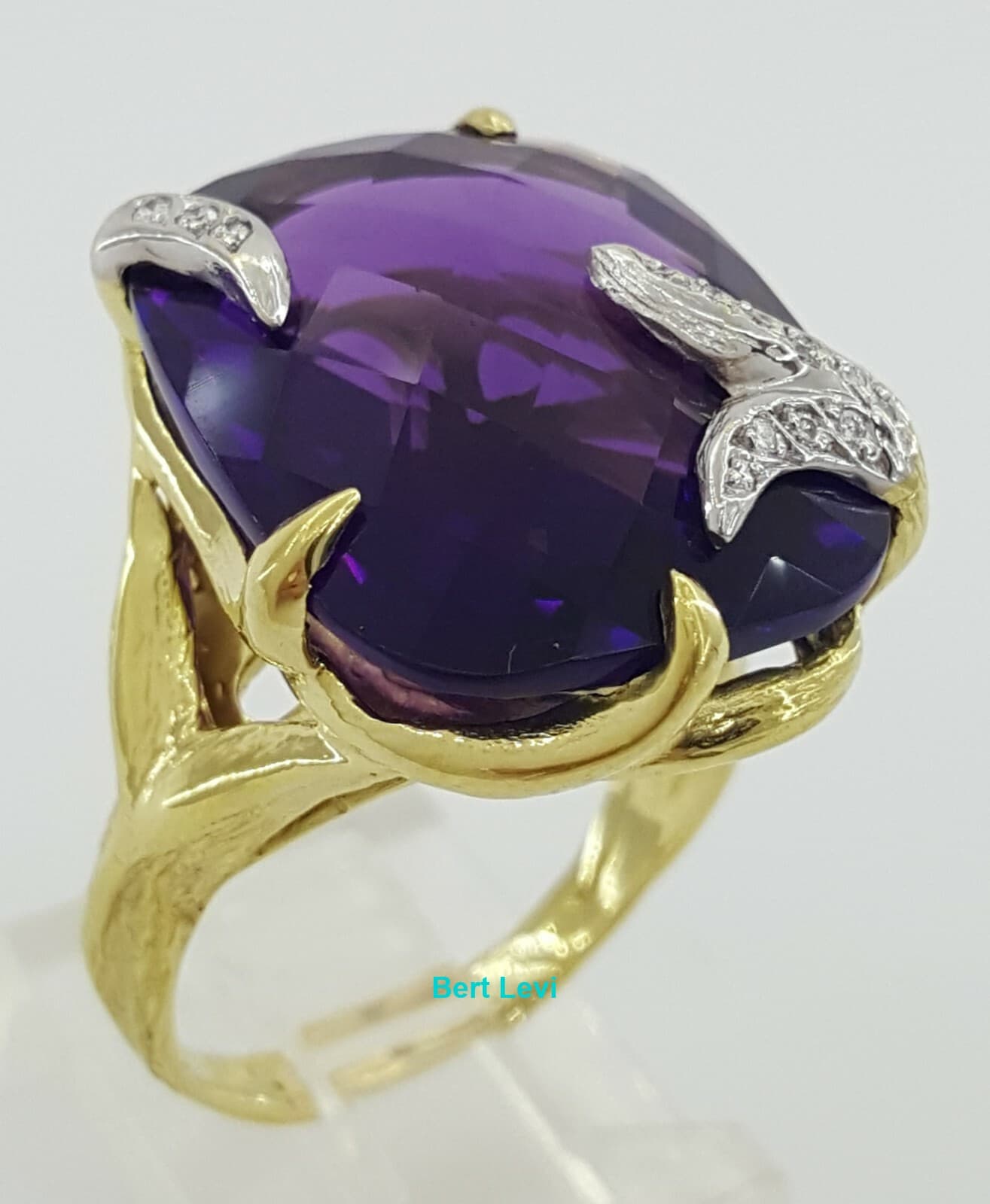 Vintage Prince John Landrum Bryant Amethyst Statement Ring 14.9g 25ct+18k Gold