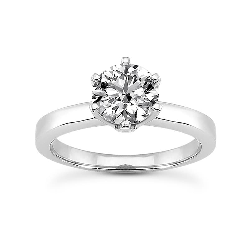 Ladies 14KT White Gold Platinum Round Diamond Solitaire Engagement Set ENS1546-A