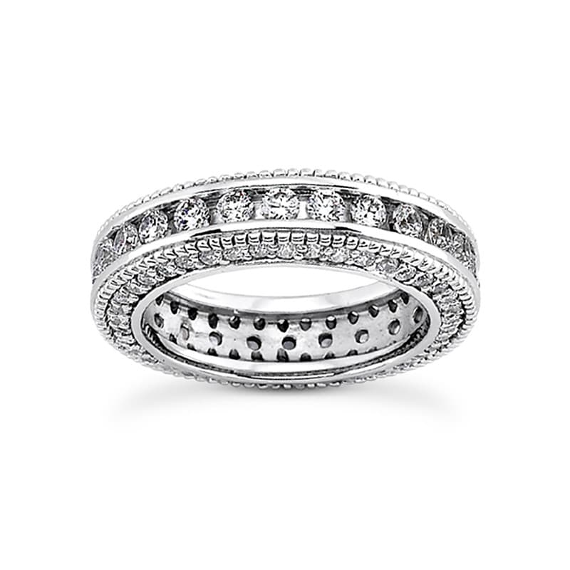 Ladies 14KT White Gold Platinum Eternity Wedding Band EWB293-4