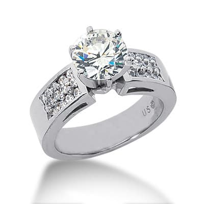 Ladies 14KT White Gold Platinum Fancy Engagement Set ENS429-A