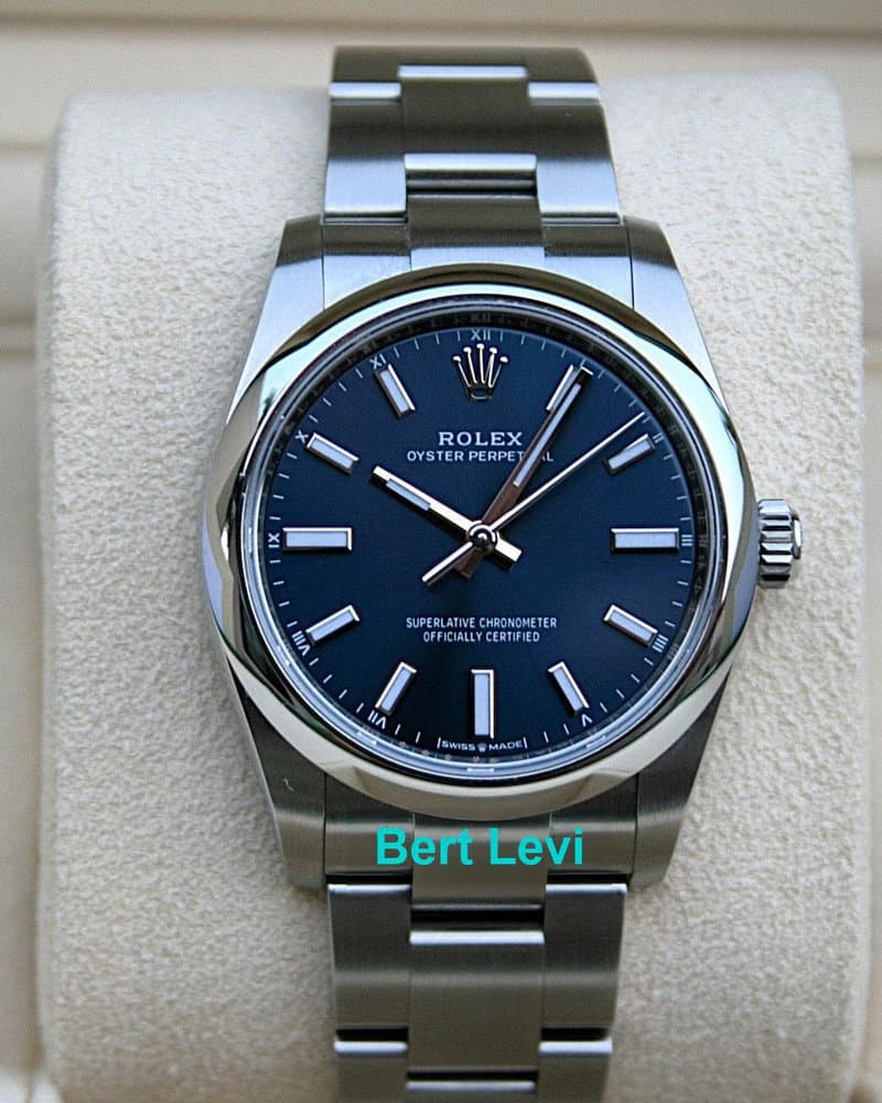 ROLEX 124200 OYSTER PERPETUAL WATCH 34MM BLUE MARKER