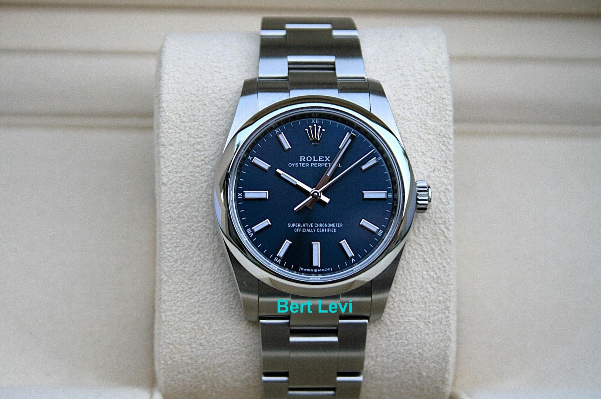 ROLEX 124200 OYSTER PERPETUAL WATCH 34MM BLUE MARKER