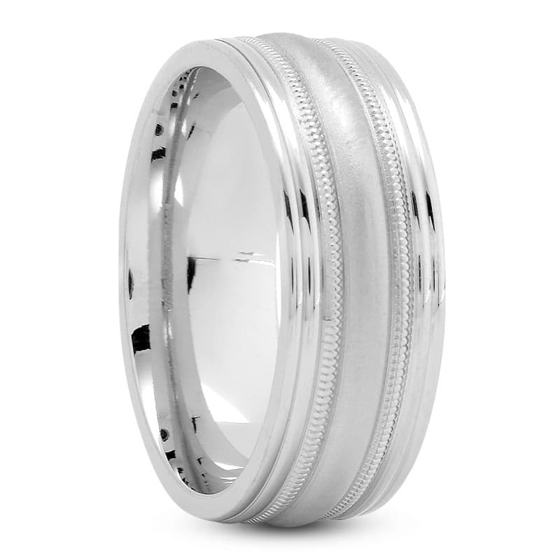Mens 14KT White Gold Platinum Traditional Wedding Band M392