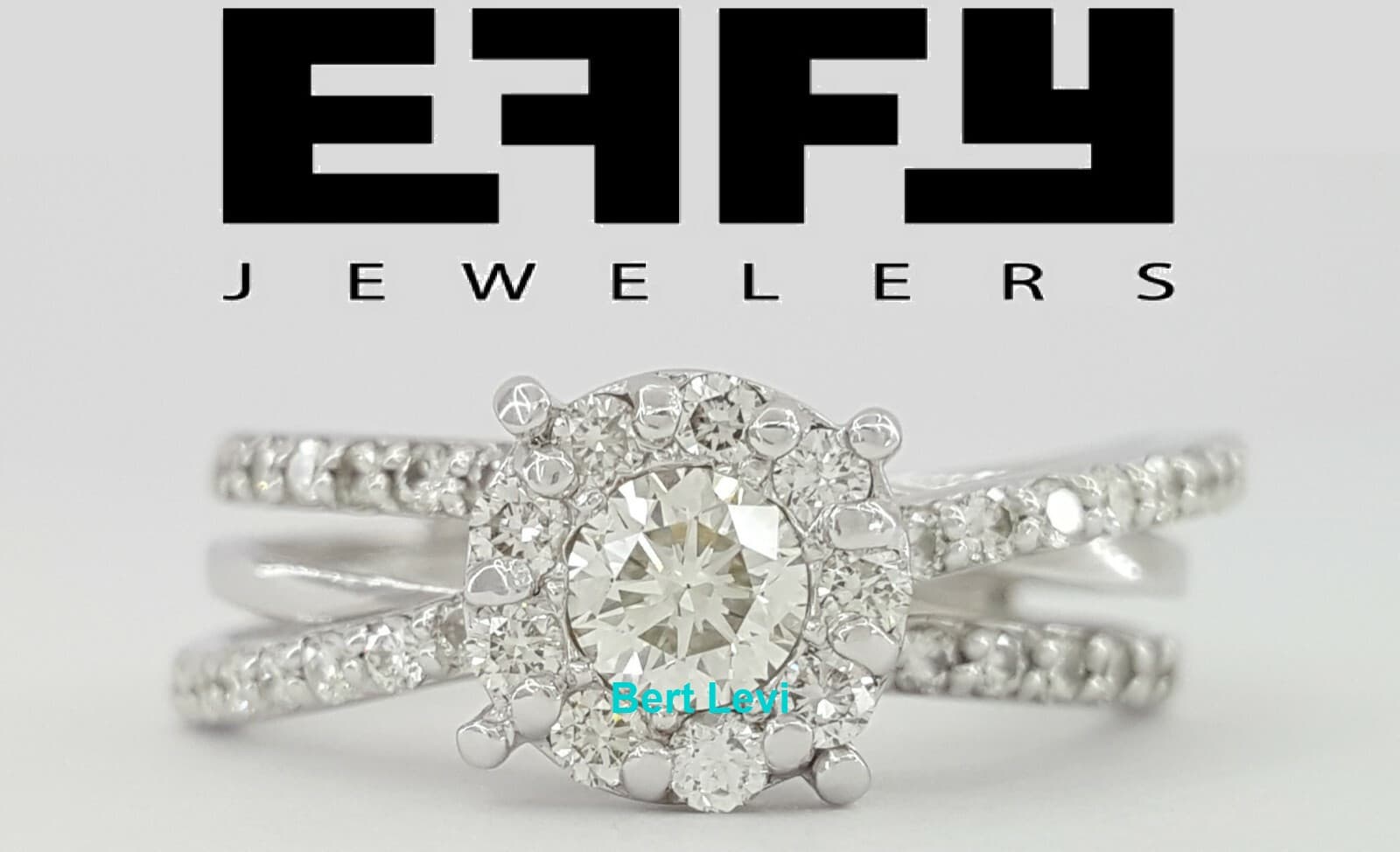 EFFY Round Diamond Cluster Halo Crossover Engagement Ring 0.8 ct 14k White Gold