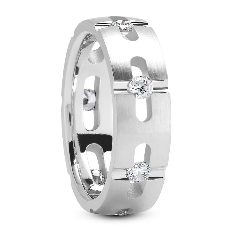 Ladies 14KT White Gold Platinum Traditional Wedding Band DB1167-7-RD