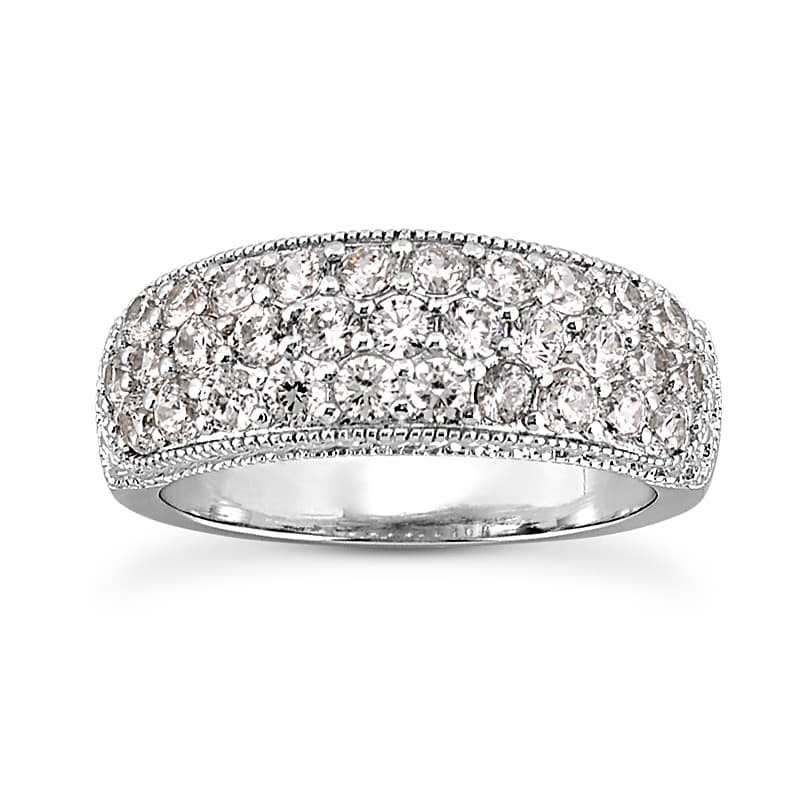 Ladies 14KT White Gold Platinum Round Diamond Wedding Band WB657