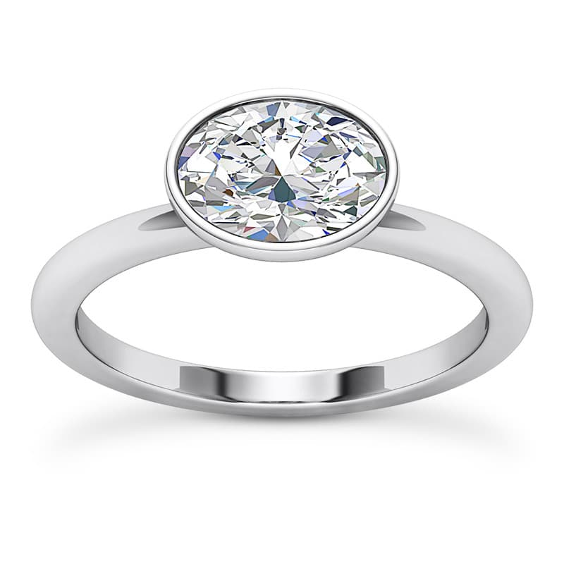 Ladies 14KT White Gold Platinum Solitaires Engagement Ring ENR9923-6x4-OV