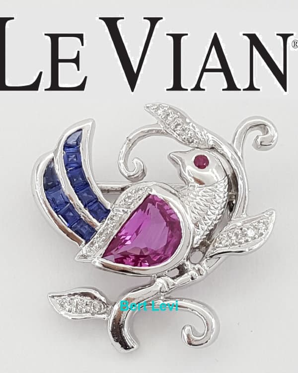 Le Vian LeVian 18K White Gold 2.09 ct Pink Sapphire Diamond Bird Brooch Pin