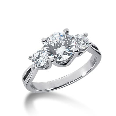 Ladies White Gold Platinum Round Diamond Three Stones Engagement Ring ENR2838