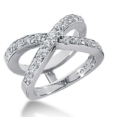Ladies 14KT White Gold Platinum Round Diamond Wedding Band WB2189