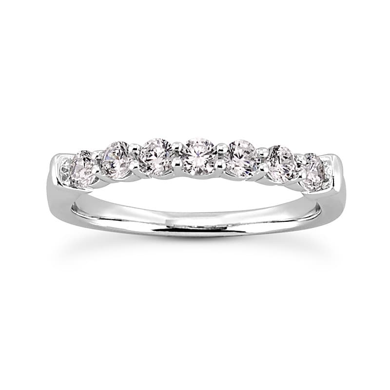 Ladies 14KT White Gold Platinum Round Diamond Wedding Band WB621