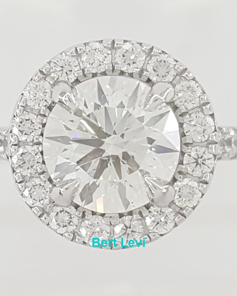 Celebrations Round Diamond Halo Engagement Ring 1.48 ct Platinum Retail $8,500