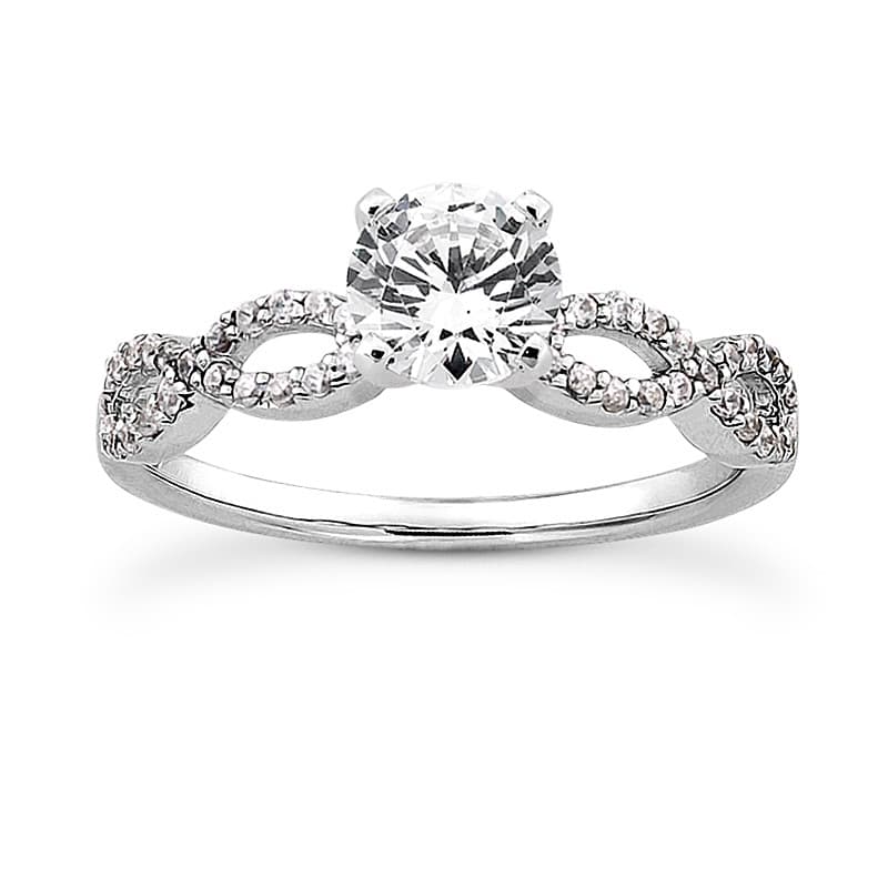 Ladies 14KT White Gold Platinum Round Diamond Engagement Sets ENS3044-A