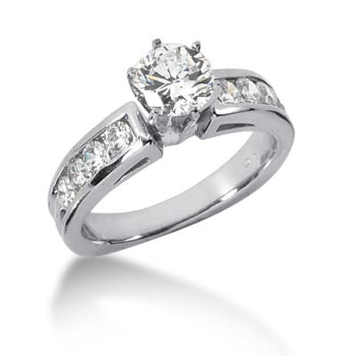 Ladies 14KT White Gold Platinum Fancy Engagement Set ENS617-A
