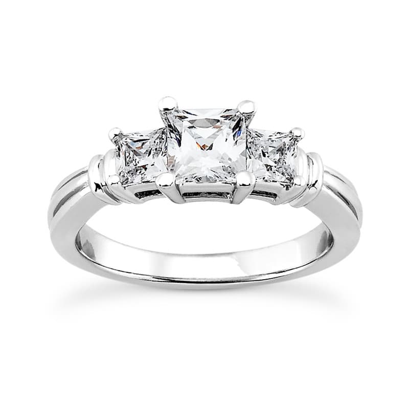 Ladies Princess Diamond Three Stones Engagement Ring ENR436-3.5x3.5
