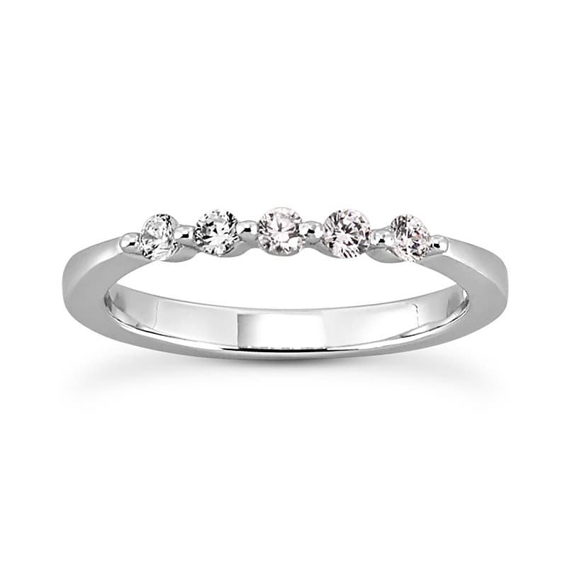 Ladies 14KT White Gold Platinum Round Diamond Wedding Band WB921