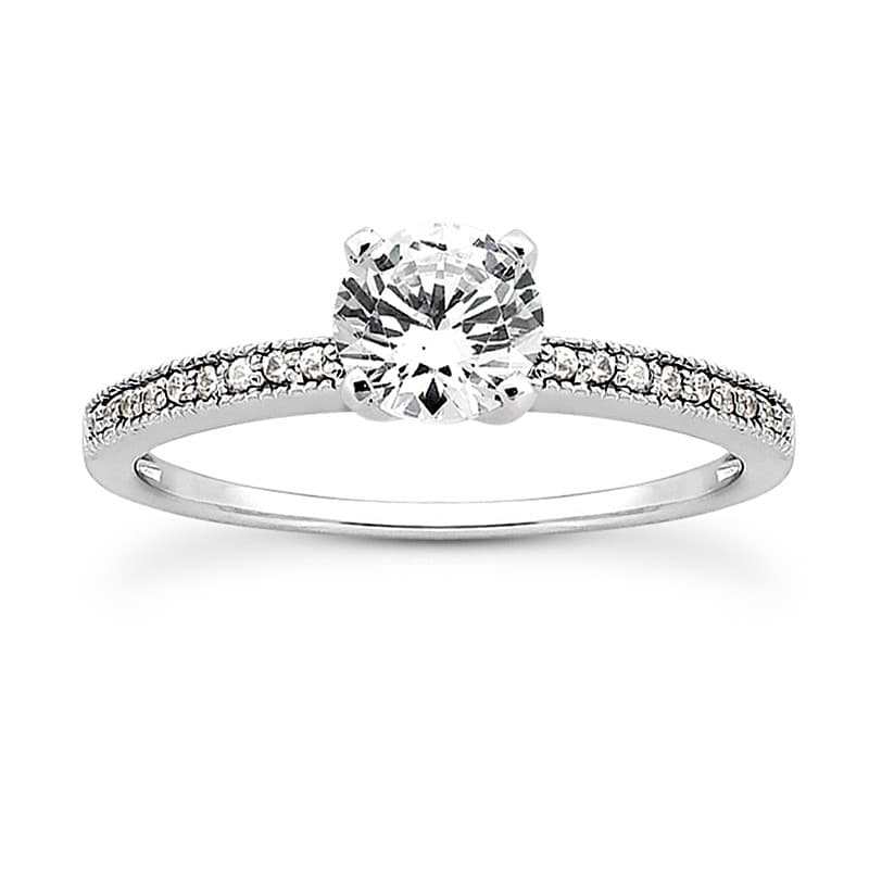 Ladies 14KT White Gold Platinum Round Diamond Engagement Sets ENS3024-A