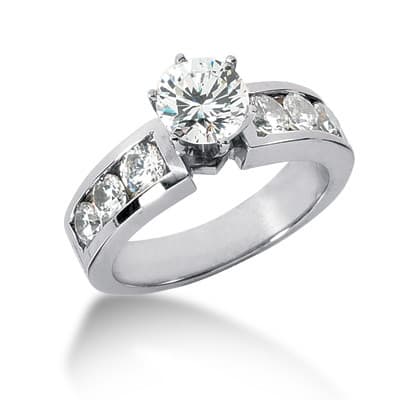 Ladies 14KT White Gold Platinum Fancy Engagement Set ENS608-A